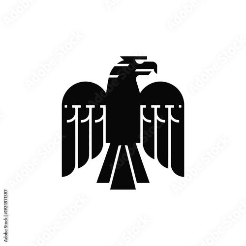 Black and white depiction of a german imperial eagle symbol isolated on white background, Vector, illustration