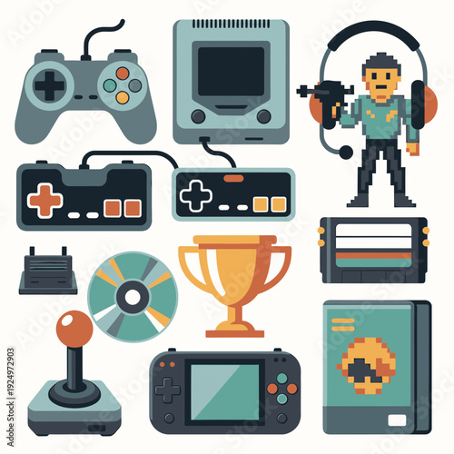 Retro Gaming Collection of Vector Icons vector illustration
