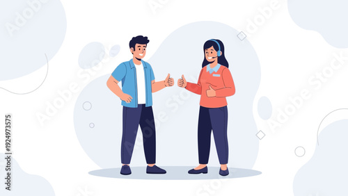 Customer Service Representative and Client Giving Thumbs Up