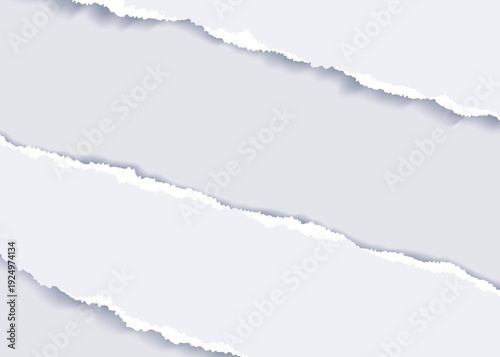 Torn paper white edge texture with curl border background rip strip page isolated template design empty and broken sheet piece with shadow header canvas scratch concept to reveal transparent note