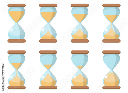 Progression of Time: Hourglasses with Sand Filling the Bottom Chambers