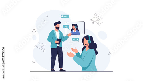 AI Customer Service Team Collaboration, Digital Assistant and Human Support