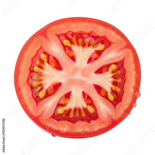 Wallpaper Mural Vibrant red tomato slice with seeds and juicy pulp isolated on transparent background Torontodigital.ca