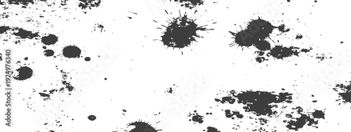Black Ink Splatter Grunge Texture Overlay on White Background