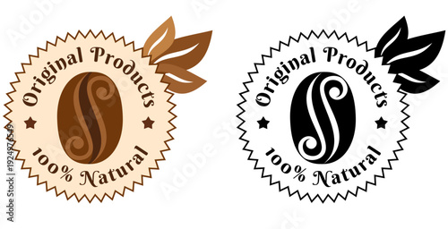 Coffee stamps with coffee grain and leaves