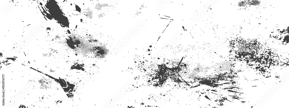 Obraz premium Abstract Halftone Grunge Texture with Ink Splatter and Distress Marks