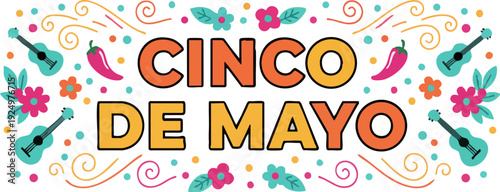 Cinco de Mayo Celebration Banner with Traditional Elements