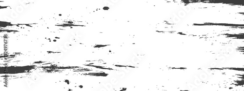 Abstract Grunge Black Ink Brush Strokes and Splatter on White Background Distressed Paint Texture Vector