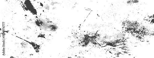 Abstract Halftone Grunge Texture with Ink Splatter and Distress Marks