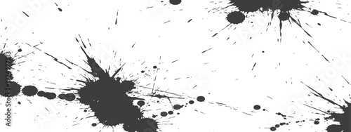 Abstract Black Ink Splatter Grunge Texture Design Element on White Background