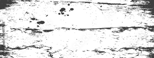 Distressed Grunge Texture with Ink Splatters Black and White Vector Background