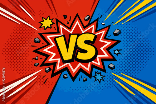 Versus comic style background presenting competition, challenge, and clash elements