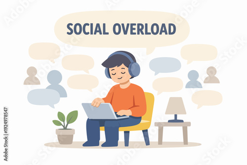 Person experiencing social overload, seeking isolation and mental calm