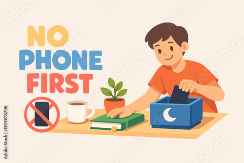 Person placing smartphone into a box, indicating a digital detox and screen time limit