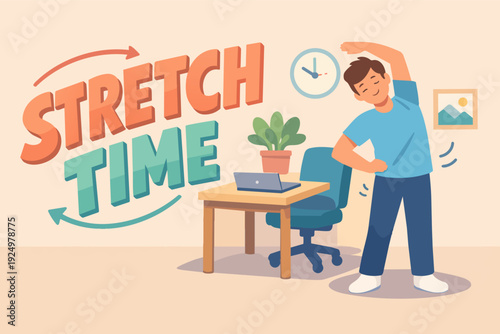 Employee stretching during a work break for health and fitness at the office