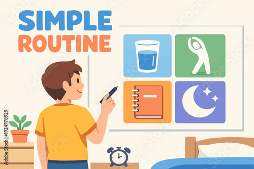 Person building a simple routine plan for daily wellness and healthy lifestyle habits