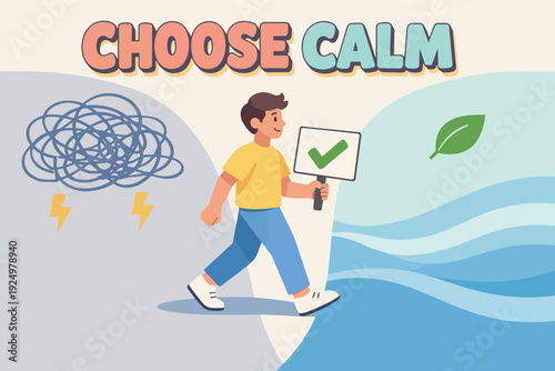 Boy choosing calm, transitioning from stress to a peaceful mental state
