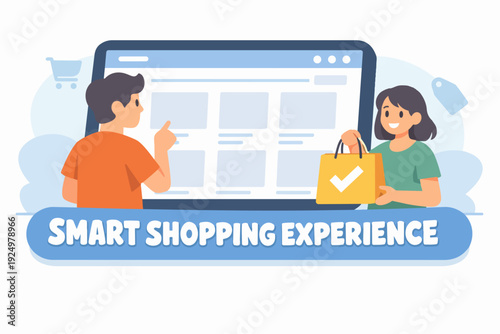 People having a smart shopping experience online with digital commerce