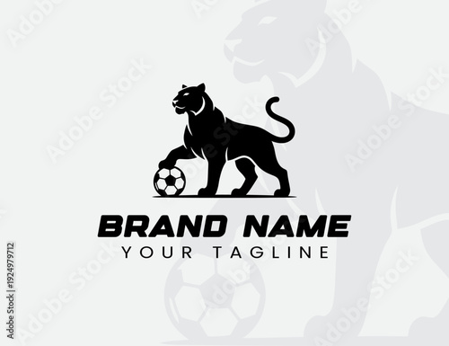 tiger logo stepping on ball illustration design
