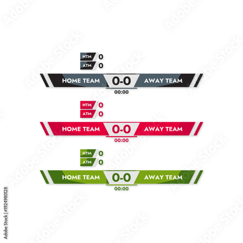 Vector sports banner colorful set for game score keeping design without background