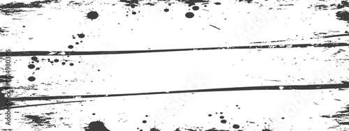 Monochrome Grunge Texture Background with Ink Splatters and Distressed Horizontal Lines