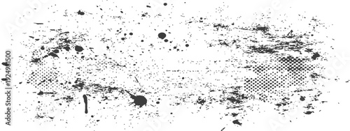 Abstract Black and White Grunge Distress Halftone Vector Overlay