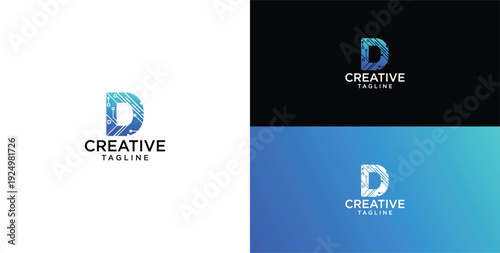 Technology logo vector. Initial letter D logo design