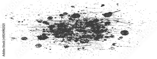 Grunge Ink Splatter and Distressed Scratch Texture Background in Dark Gray and White