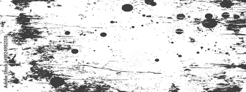 Distressed Grunge Texture with Ink Splatters Black and White Abstract Background
