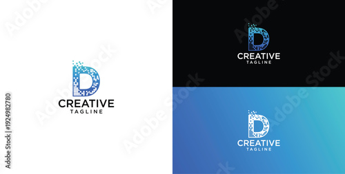 Technology logo vector. Initial letter D logo design