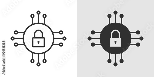 Cyber Security Icon representing digital protection, data safety, and network security. Stroke, filled, and colored vector illustration.