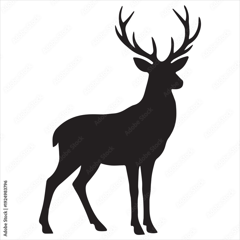 Obraz premium Black silhouette deer icon vector