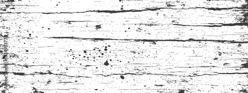 Monochrome Distressed Grunge Texture with Horizontal Wood Grain Lines and Ink Splatter Effect