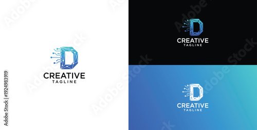 Technology logo vector. Initial letter D logo design