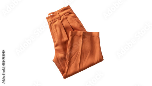 Принти на полотні Isolated terracotta-colored dress pants are folded, waist showing, with a casual, fashionable look