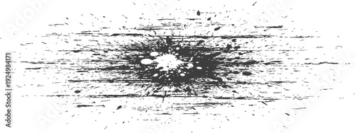 Abstract Grunge Ink Splash with Horizontal Streaks and Paint Splatter Element