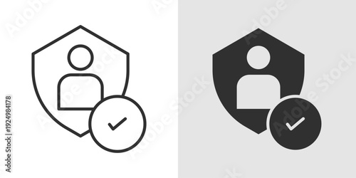 Data Privacy Icon representing personal data protection, cybersecurity, and secure information management. Stroke, filled, and colored vector illustration.