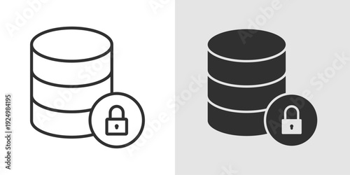 Data Lock Icon representing secure data storage, cybersecurity, and privacy protection. Stroke, filled, and colored vector illustration.