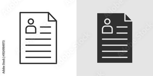 Resume Icon representing CV, job application, and professional profile. Stroke, filled, and colored vector illustration.