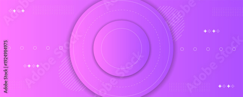 A futuristic digital circle design in a vibrant gradient background with concentric rings and scattered dots viewed from a straightforward angle