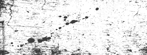 Distressed Grunge Texture with Ink Splatters and Scratches Black and White Vector Overlay for Graphic Design Backgrounds