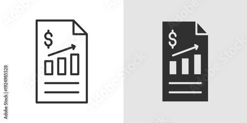 Revenue Plan Icon representing financial planning, business growth strategy, and profit forecasting. Stroke, filled, and colored vector illustration.