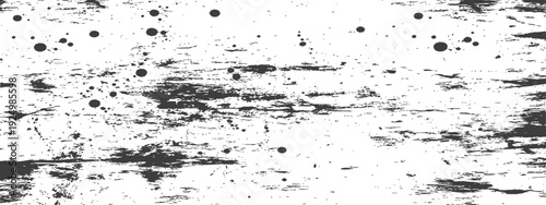 Grungy black and white texture with distressed brush strokes and ink splatters abstract background