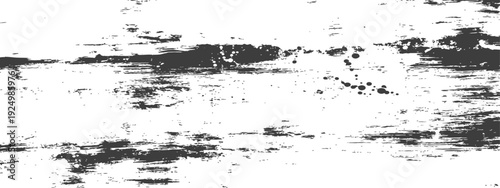Black and white grunge texture background with distressed brush strokes and ink splatters artistic effect