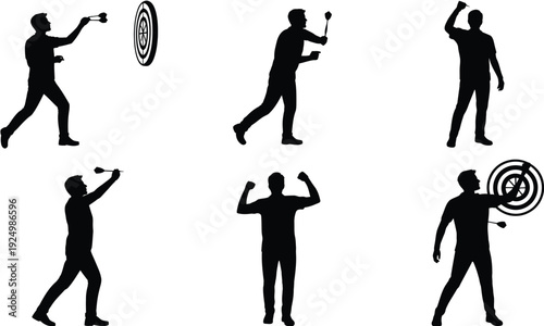 Sequence of a person throwing and catching a frisbee in various dynamic poses isolated on white background, Vector, illustration