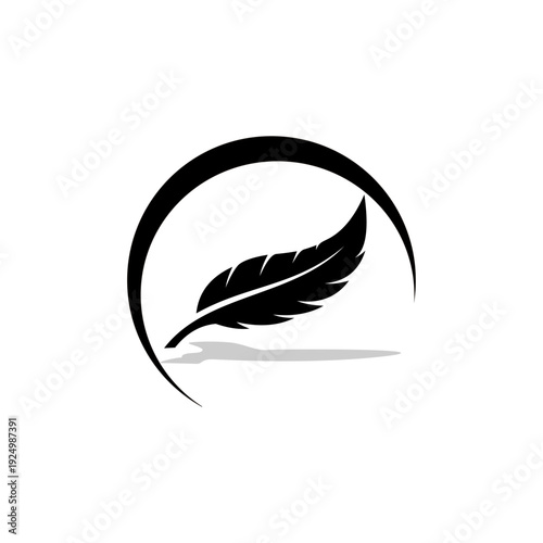 Chicken feather vector logo template with white background