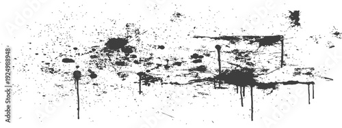 Abstract Black and White Grunge Paint Splatter and Drip Texture Vector Background