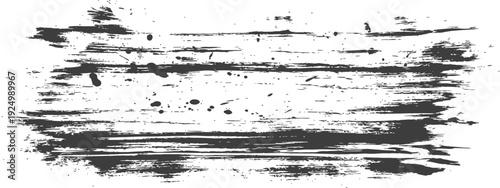 Grunge paint brush stroke with ink splatters distressed texture black and white artistic element