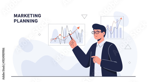 Man analyzing marketing plan chart, business strategy and growth concept