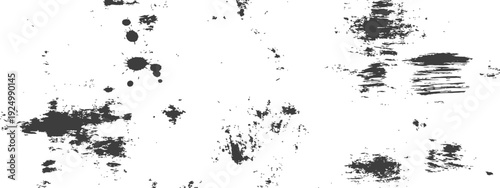 Black and White Grunge Distressed Texture with Ink Splatters and Rough Brush Strokes